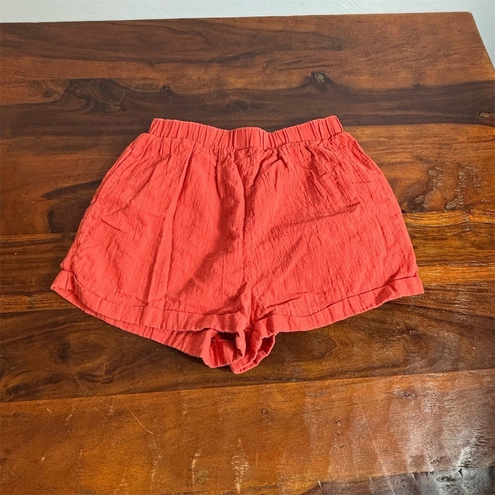 SNDYS Everyday Shorts Womens Size S Coral Textured Elastic Waist Pull-On